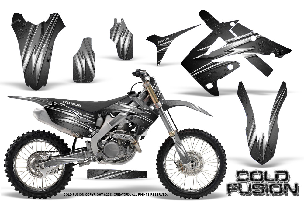 Honda CRF250 10-12 CRF450 09-12 Graphics Kit Cold Fusion Silver NP Rims